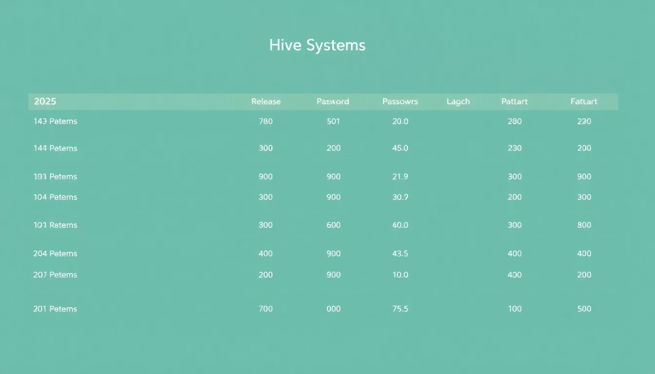 📢Hive Systems Releases 2025 Password Table