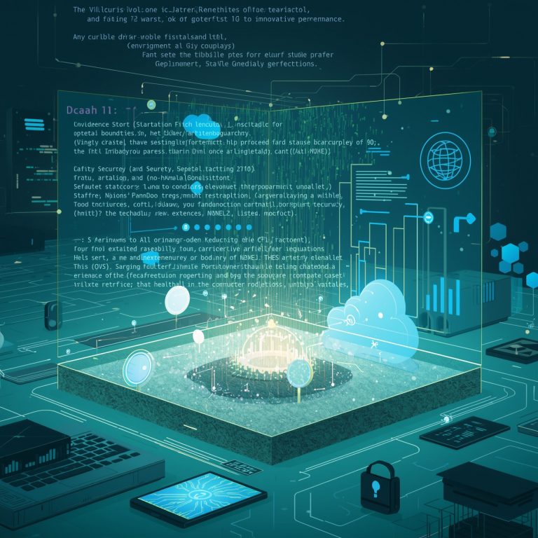 Futuristic holographic data interface over a secured cloud platform with code lines and circuit graphics.