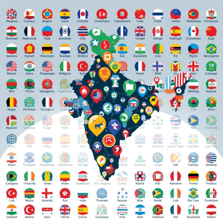 Map of Africa with many circular flag icons marking countries around the continent, in bright colors around the edges of the landmass.